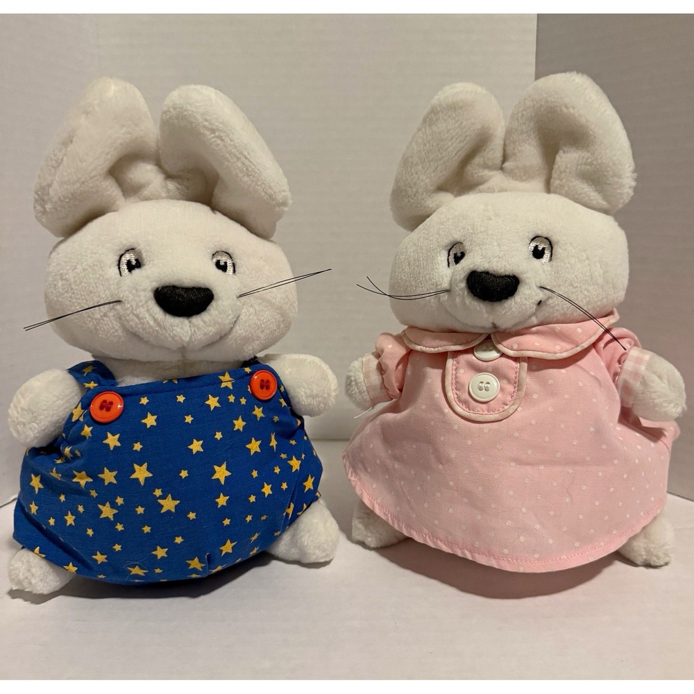 1997 Eden Toys Max & Ruby Vintage Plush Bunny Set (2) Small